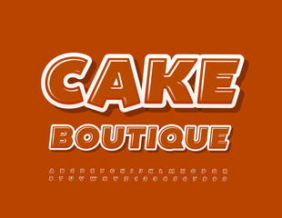 Vector creative Logo Cake Boutique. Brown trendy Font. Artistic  Alphabet Letters and Numbers