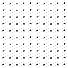 Square seamless background pattern from black starfish symbols are different sizes and opacity. The pattern is evenly filled. Vector illustration on white background