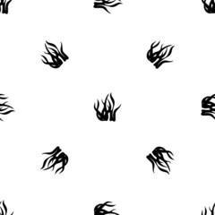 Seamless pattern of repeated black seaweed symbols. Elements are evenly spaced and some are rotated. Vector illustration on white background