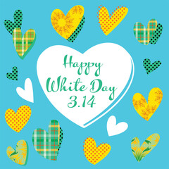 ホワイトデーのハート模様の背景イラスト