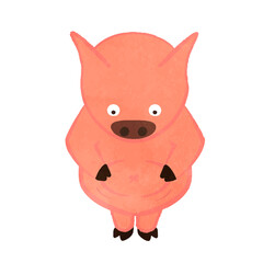Fototapeta premium A cute pig that is worried about the meat of the stomach