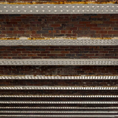 Victorian iron girders with rivets used for a railway bridge in London