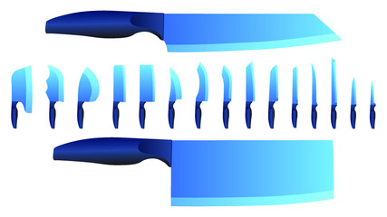 set of realistic kitchen knives isolated on white, Vector illustration, chef knives, Cutlery icon set