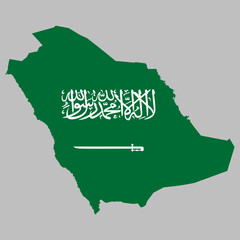 Saudi Arabia flag inside the Saudi Arabian map borders vector illustration 