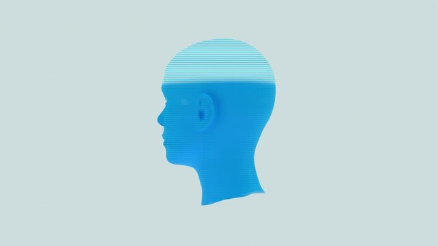hologram scan loop, Artificial intelligence or cyber security. robot head. 