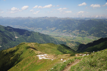 The view from Imbachhorn mountain to Zell am See, Austria