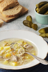 Rassolnik, traditional soup of Russian cuisine