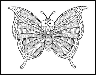 Fototapeta na wymiar Butterfly coloring book for adult