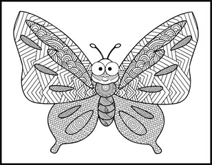 Fototapeta na wymiar Butterfly coloring book for adult