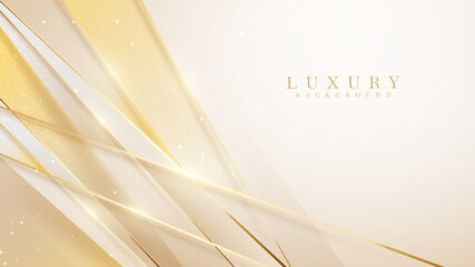 Diagonal golden lines with glitter light effect decoration, luxury style background design, vector illustration.