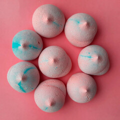 pink and blue meringues