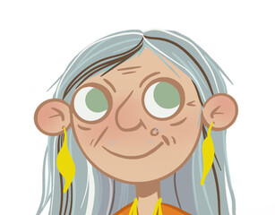 Characters illustration. Girlfriends grandmothers. Fashionable grandma. We are old. Cartoon illustration. Accepted for production. Women in age. Old. Granny.