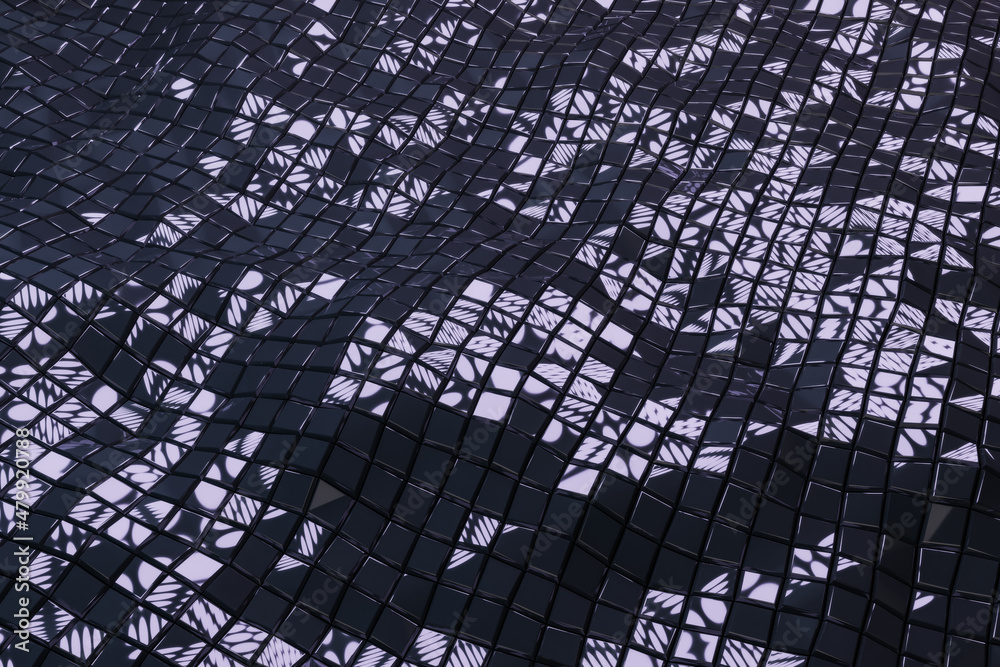 Aufkleber creative black tile wave background. style, design and texture concept. 3d rendering.