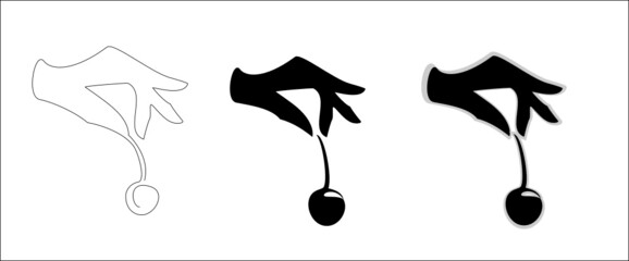 logo, icon, hand, brush, symbol, icon, fingers, cherry, cherry on the cake, pastry shop, hold, berry, cherry, cake, pastry, pastry chef, chef, cheesecake, sweets