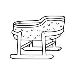 Vector illustration of  outline doodle baby nursery crib  for children, coloring and scrap book