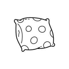 Vector illustration of  outline doodle baby pillow for children, coloring and scrap book