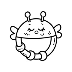 Vector illustration of  outline doodle baby nursery rattle for children, coloring and scrap book