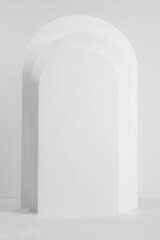 Fashion rectangle white rounded arches as scene mockup in sunlight with shadows as podium for...