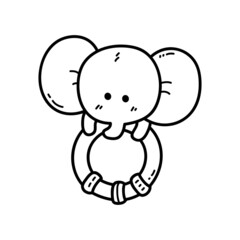 Obraz premium Vector illustration of outline doodle baby nursery rattle for children, coloring and scrap book