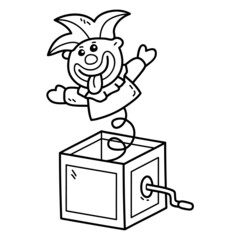 Vector illustration of  outline doodle baby nursery Jack in box  for children, coloring and scrap book