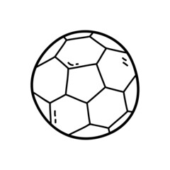Fototapeta premium Vector illustration of outline doodle football ball for children, coloring and scrap book