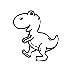 Vector illustration of  outline doodle baby dinosaur for children, coloring and scrap book