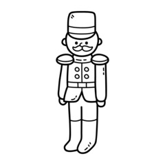 Vector illustration of  outline doodle baby boy soldier for children, coloring and scrap book