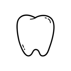 Vector illustration of  outline doodle baby first  tooth for children, coloring and scrap book