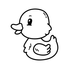Vector illustration of  outline doodle baby rubber duck for children, coloring and scrap book