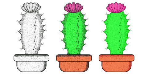 Hand drawn cactus set. Cactus sketches vector hand drawn illustration. Decorative cactus collection which perfect for print, poster, greeting cards, invitations and scrapbooking design. 