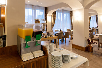 Interior of a empty hotel restaurant, canteen