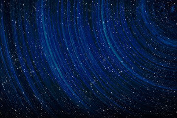 Blue abstract background with spiral pattern. Galaxies with stars and planets with circular motifs...
