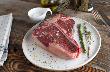 Porterhouse steak dry aged and raw