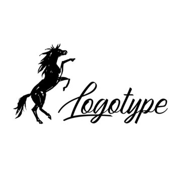Logo with silhouette of a horse.