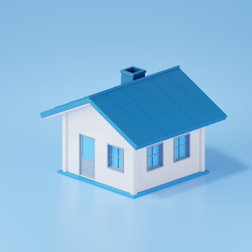 3d render of  house on blue background.