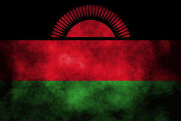 Closeup of grunge Malawi flag