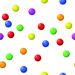 Multicolored candies on a white background. Pattern.