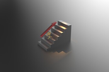 ステップアップイメージ　Business growth concept of stairs and arrows