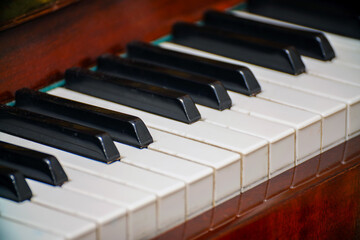 View of the black and white Piano keyboard