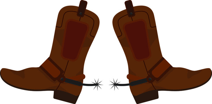 Vector illustration on a colorless background with the pair of brown cowboy boots