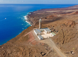 Aerial view of  Lighthouse Faro de Orchilla - Southwest coast of El Hierro (Canary Islands)