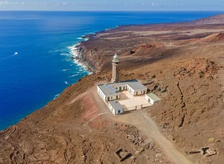 Fototapete Kanarische Inseln Aerial view of  Lighthouse Faro de Orchilla - Southwest coast of El Hierro (Canary Islands)