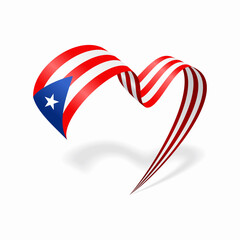 Puerto Rican flag heart shaped ribbon. Vector illustration.