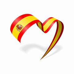 Spanish flag heart shaped ribbon. Vector illustration.