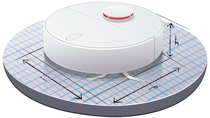 Robot vacuum cleaner and its dimensions (cutout)