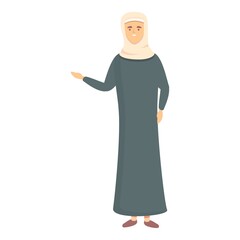 Muslim woman teacher icon cartoon vector. Online school. Student education