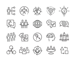 Collaboration Icons - Vector Line Icons. Editable Stroke. Vector Graphic