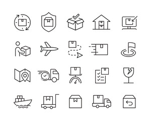 Delivery Icons - Vector Line Icons. Editable Stroke. Vector Graphic