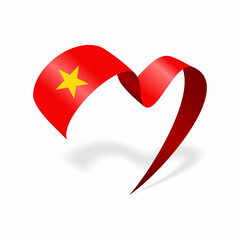 Fototapeta premium Vietnamese flag heart shaped ribbon. Vector illustration.