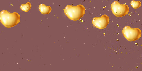 golden heart design idea Elegant 3D Vector Illustration Of Passionate Valentine's Day Background